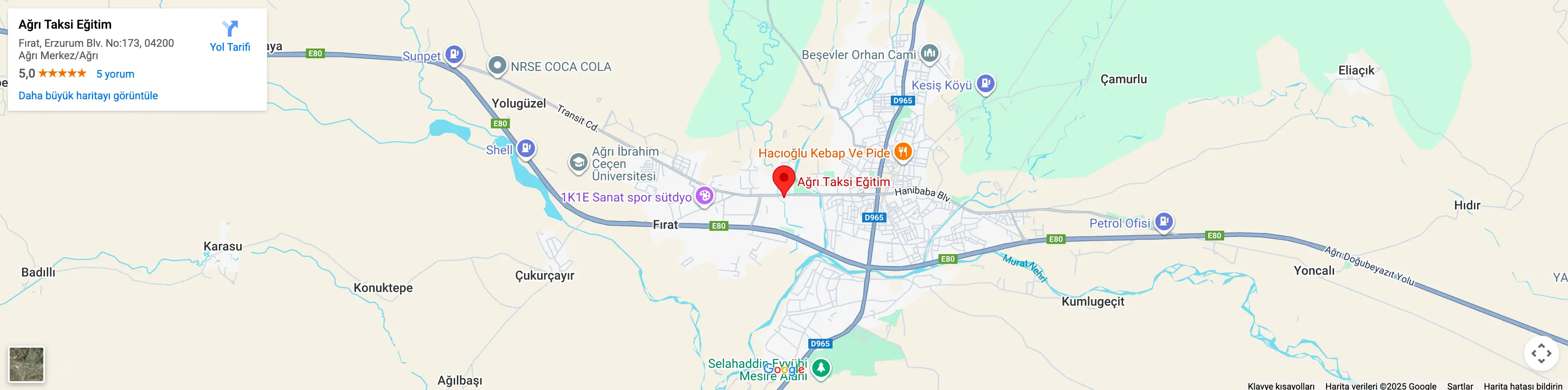 Ağrı Egitim Taksi Durak Statik Harita